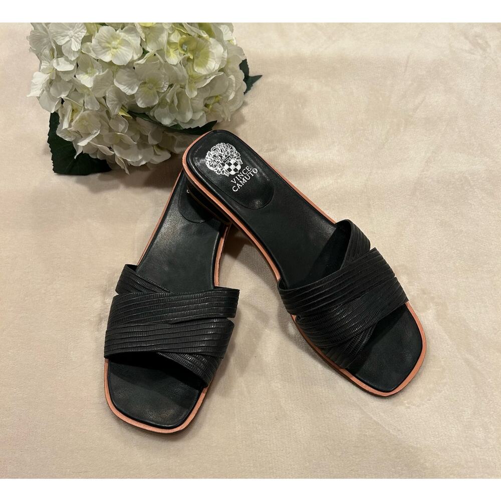 Sold-Vince Camuto Black Slip on Sandal, Size 9.5M - Picture 2 of 9